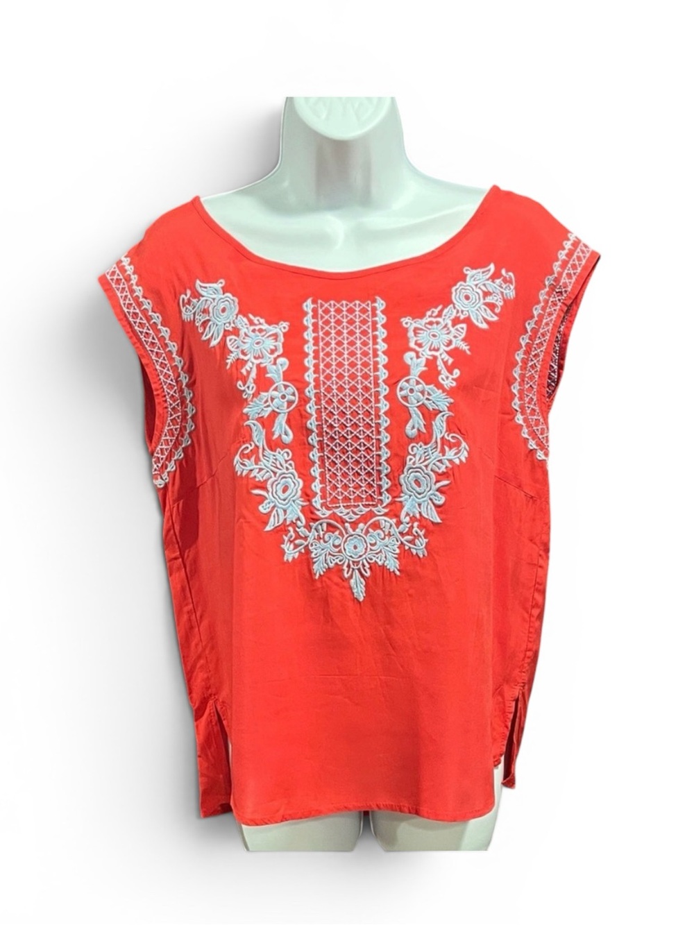 E2 Clothing Embroidered Orange Women's Top